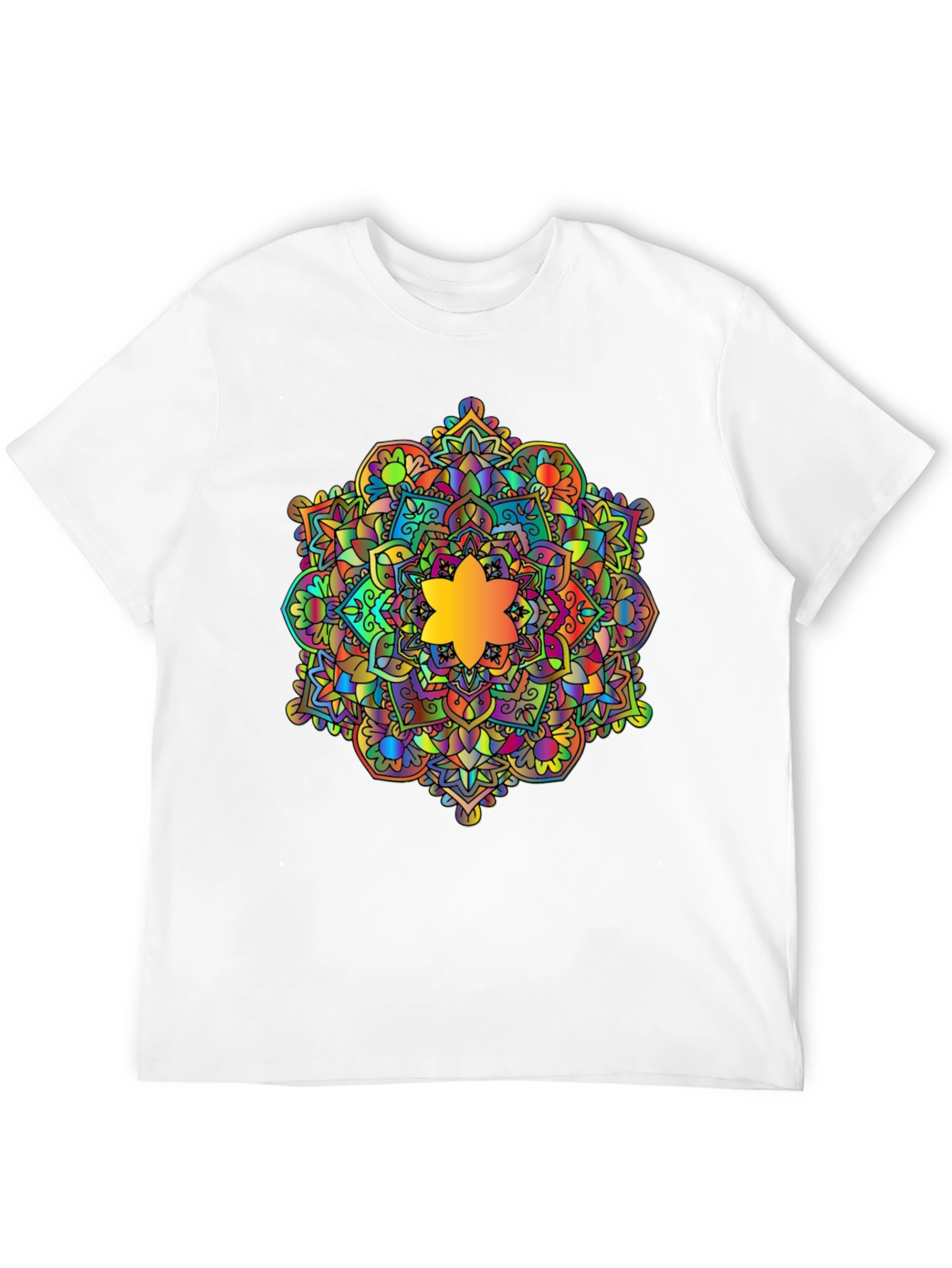 Black Vibrant Mandala Graphic Black T-Shirt view 12
