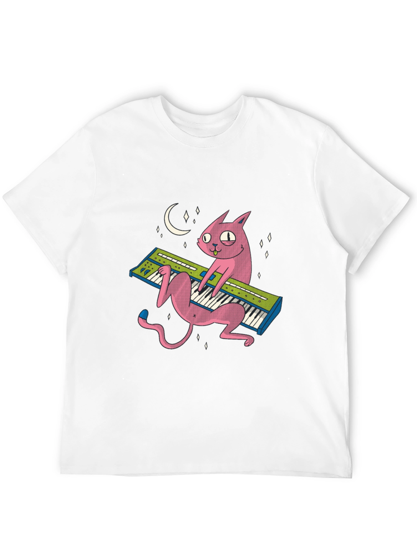 Black Funny Cat Playing Keyboard T-Shirt - Unique Graphic Tee view 12