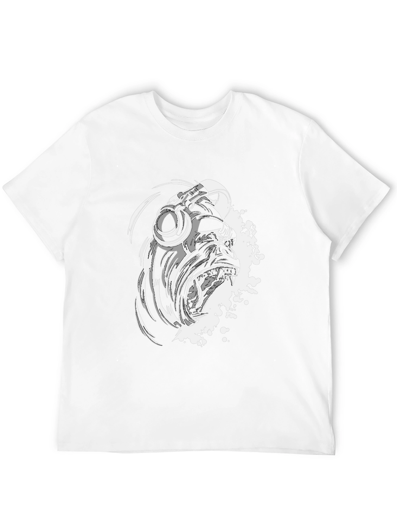 Black Cool Gorilla Headphone Graphic Tee view 12