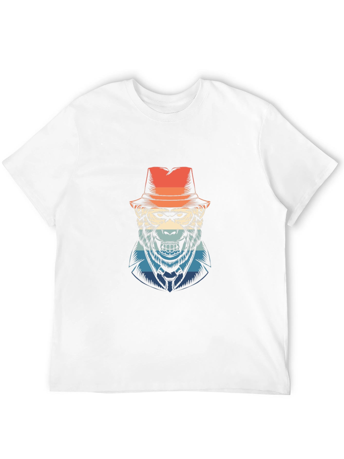 Black Gorilla Fedora Retro Graphic T-Shirt - Cool Ape Design view 12