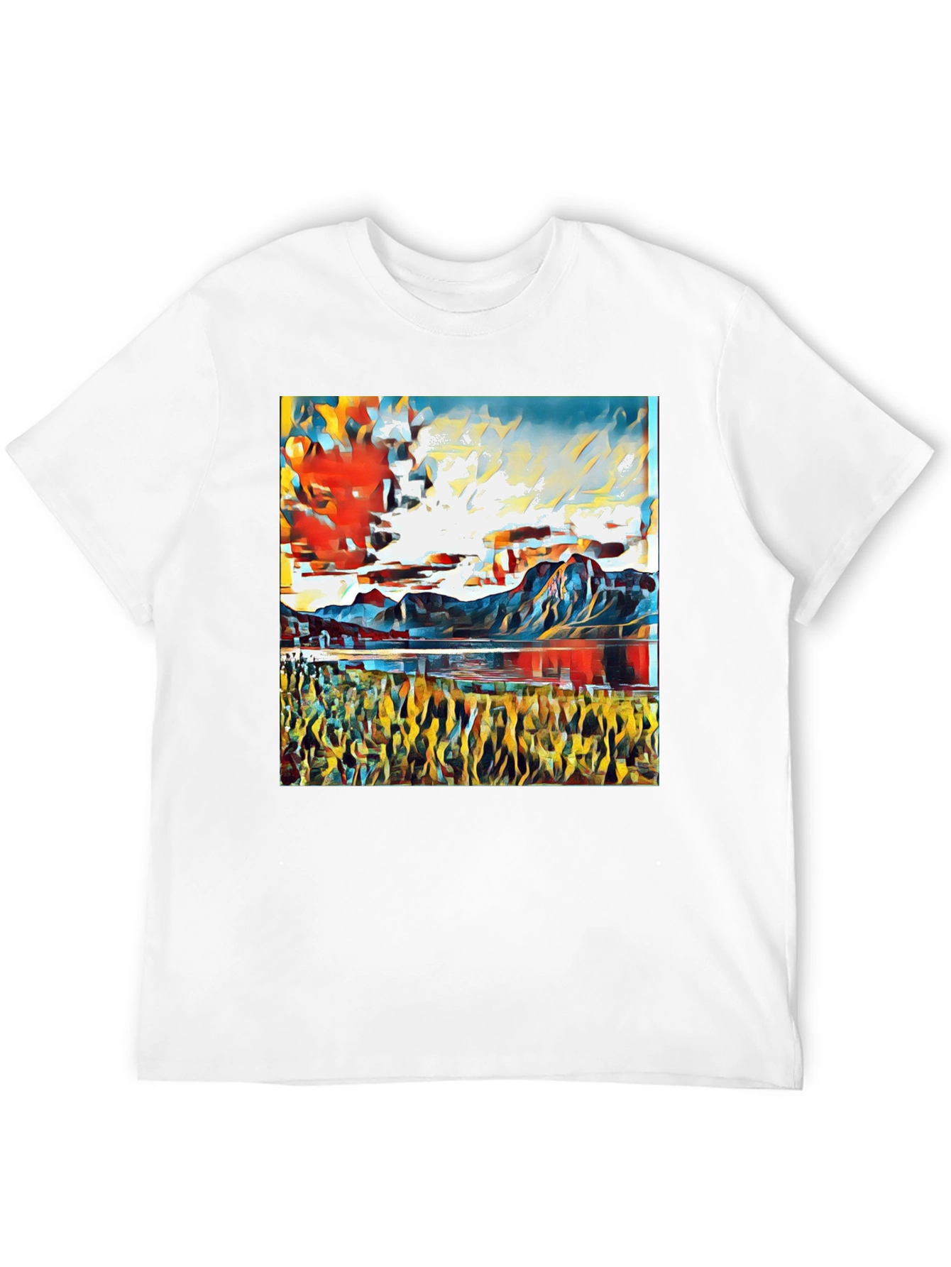 Black Abstract Landscape Graphic Tee - Stylish Art Shirt view 12