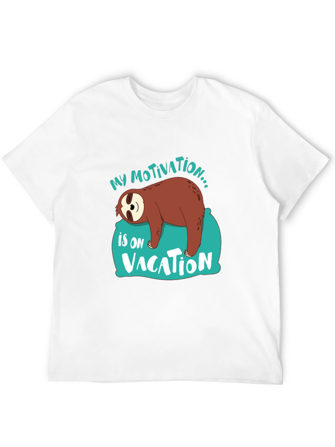Black My Motivation is on Vacation Sloth Graphic T-Shirt view 12