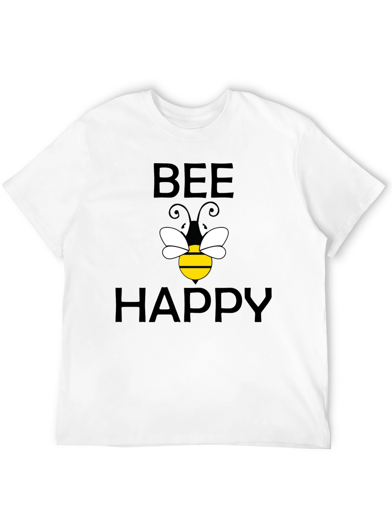 Black Bee Happy Graphic T-Shirt - Black Cotton view 12