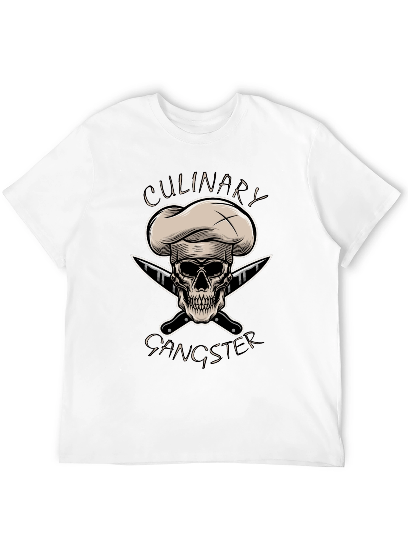 Black Culinary Gangster T-Shirt - Chef Skull Design view 12