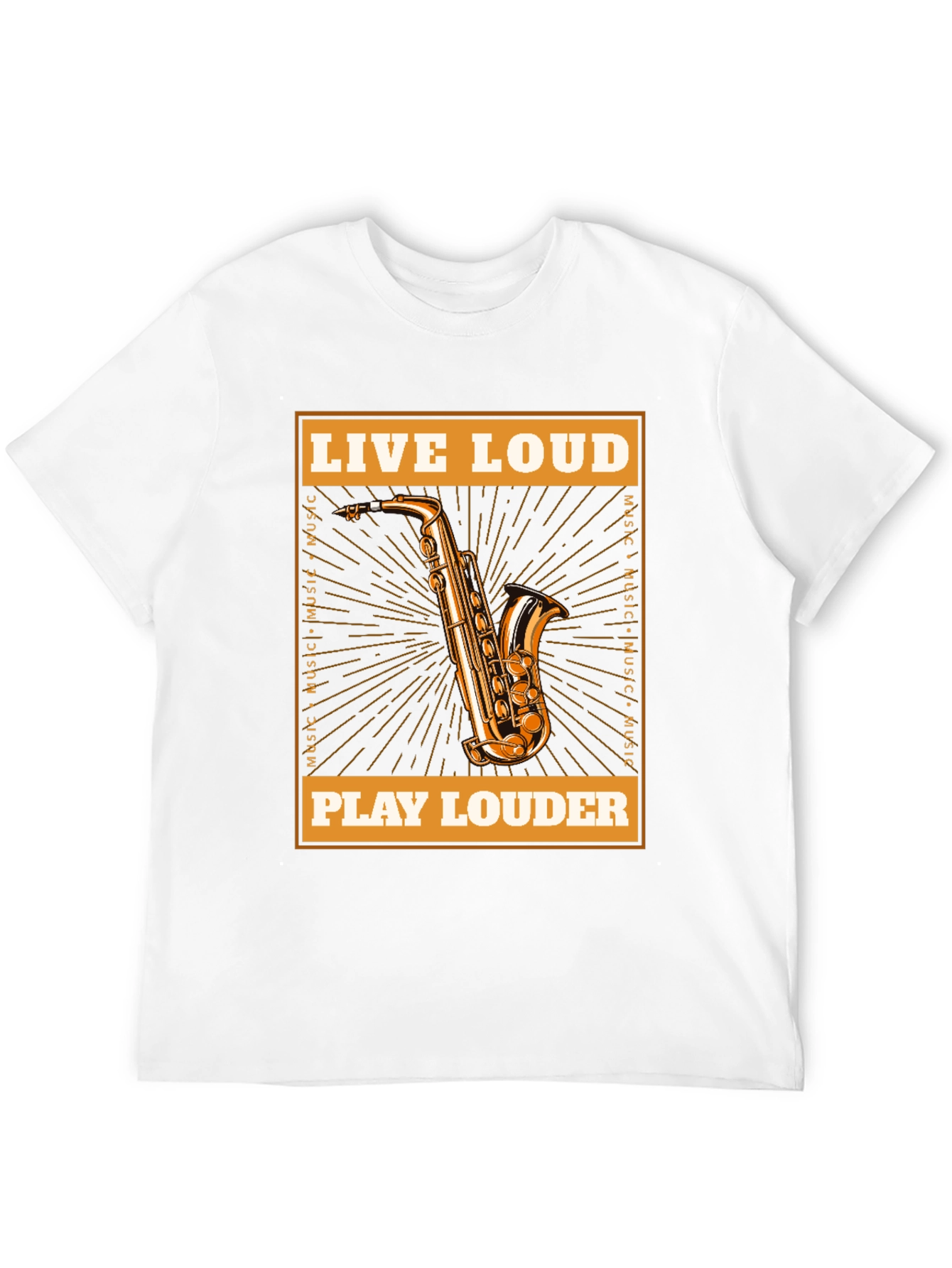 Black Live Loud Saxophone Graphic T-Shirt - Music Lover Tee view 12