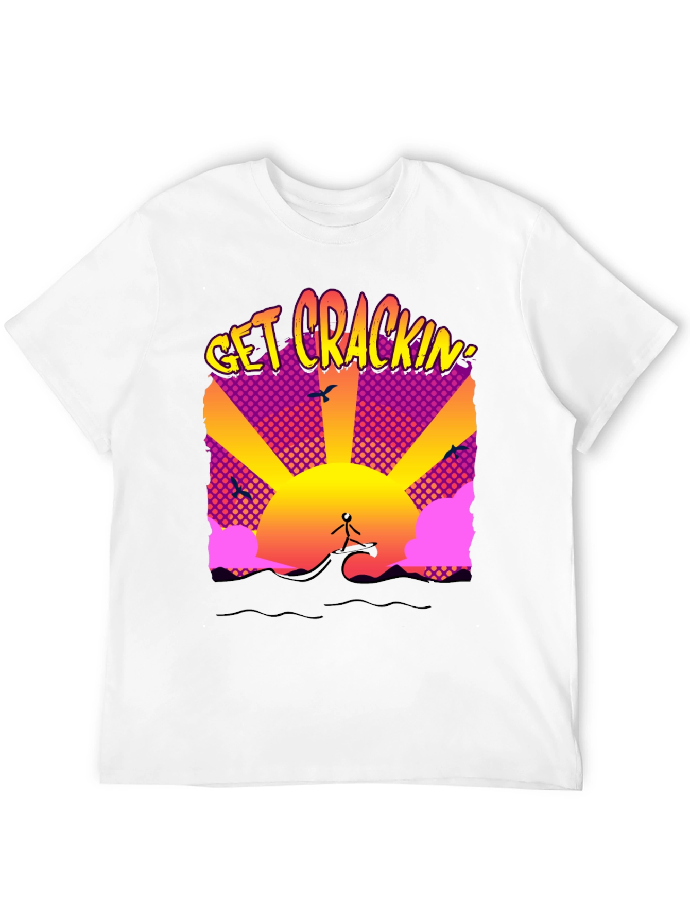 Black Get Crackin' Graphic T-Shirt - Surfing Sunrise view 12