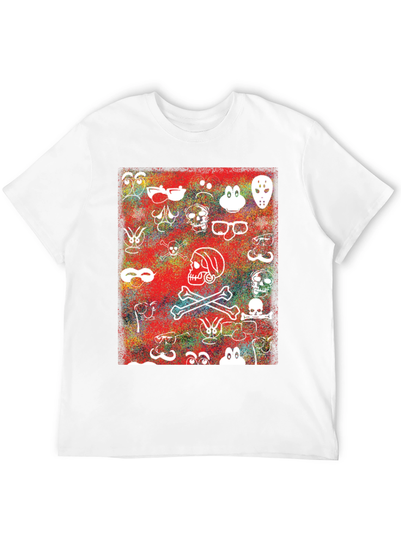 Black Skull & Character Graphic Print T-Shirt view 12