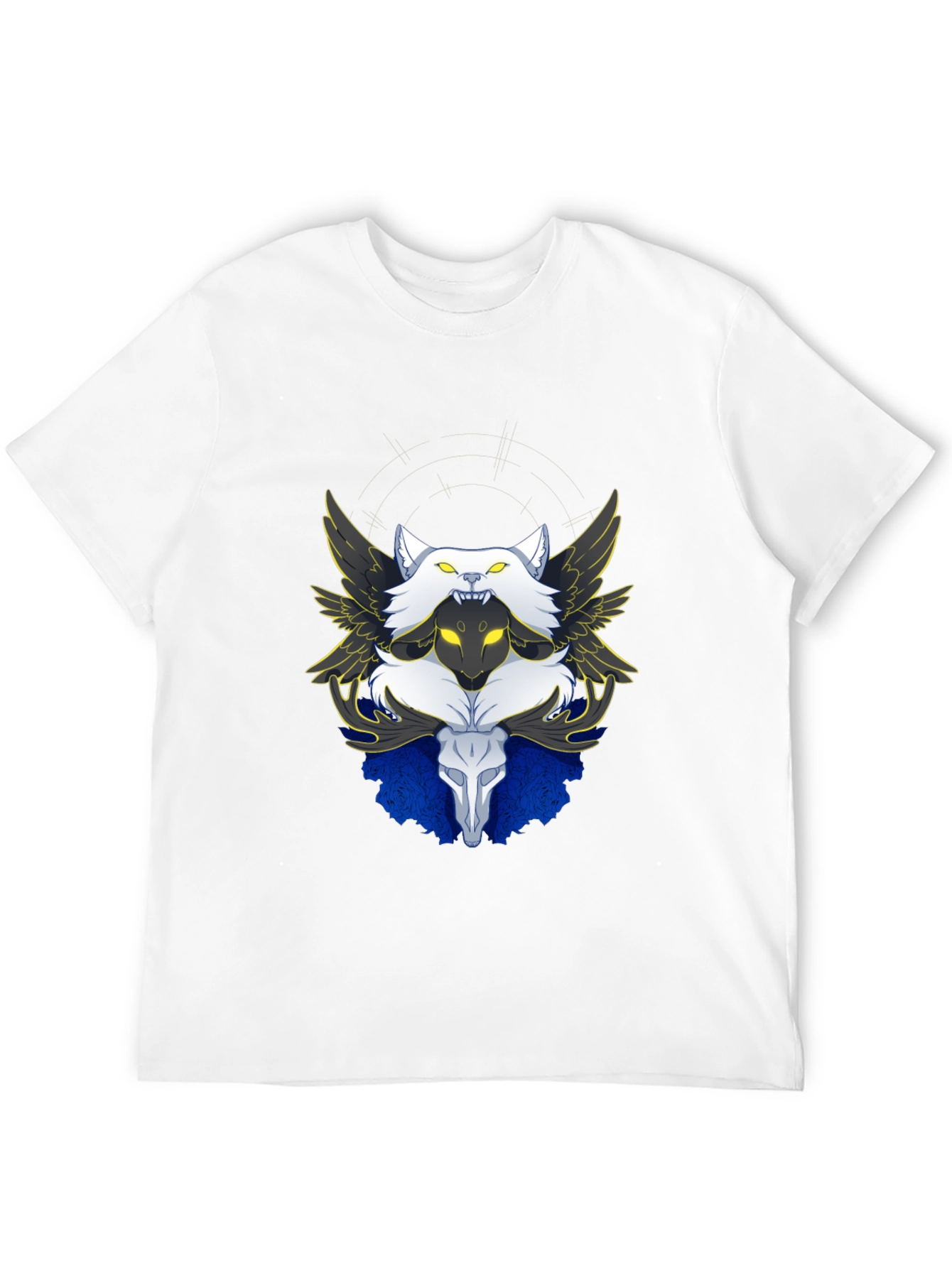 Black Winged Wolf & Skull Graphic Tee - Unique Design view 12