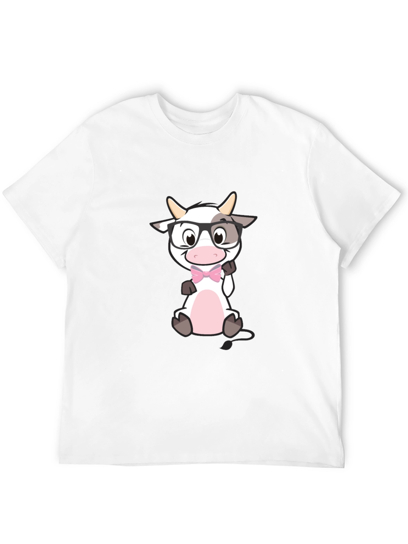 Black Funny Cow with Glasses Black T-Shirt view 12