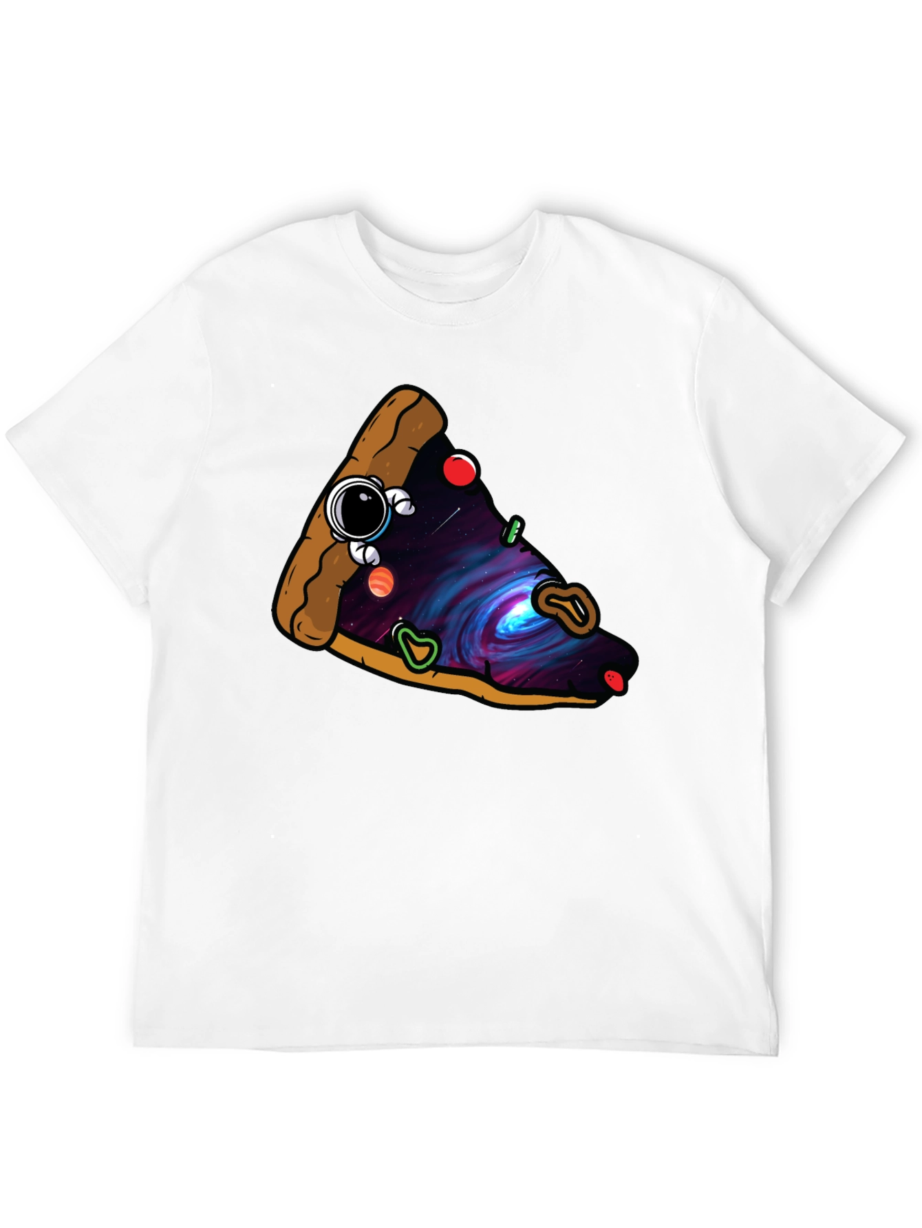 Black Cosmic Pizza Slice Graphic Tee - Unique Design view 12