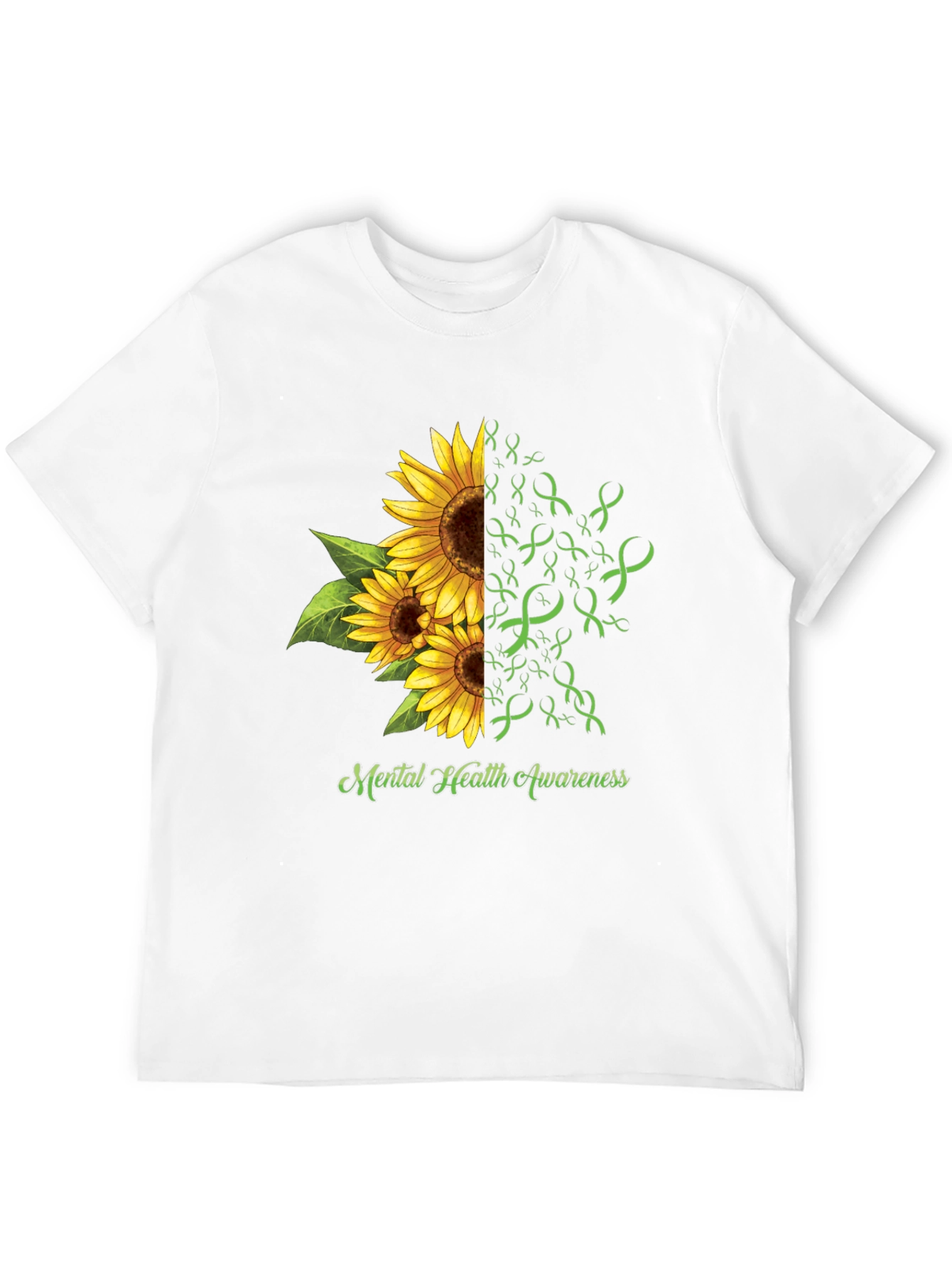 Black Mental Health Awareness Sunflower Ribbon T-Shirt view 12