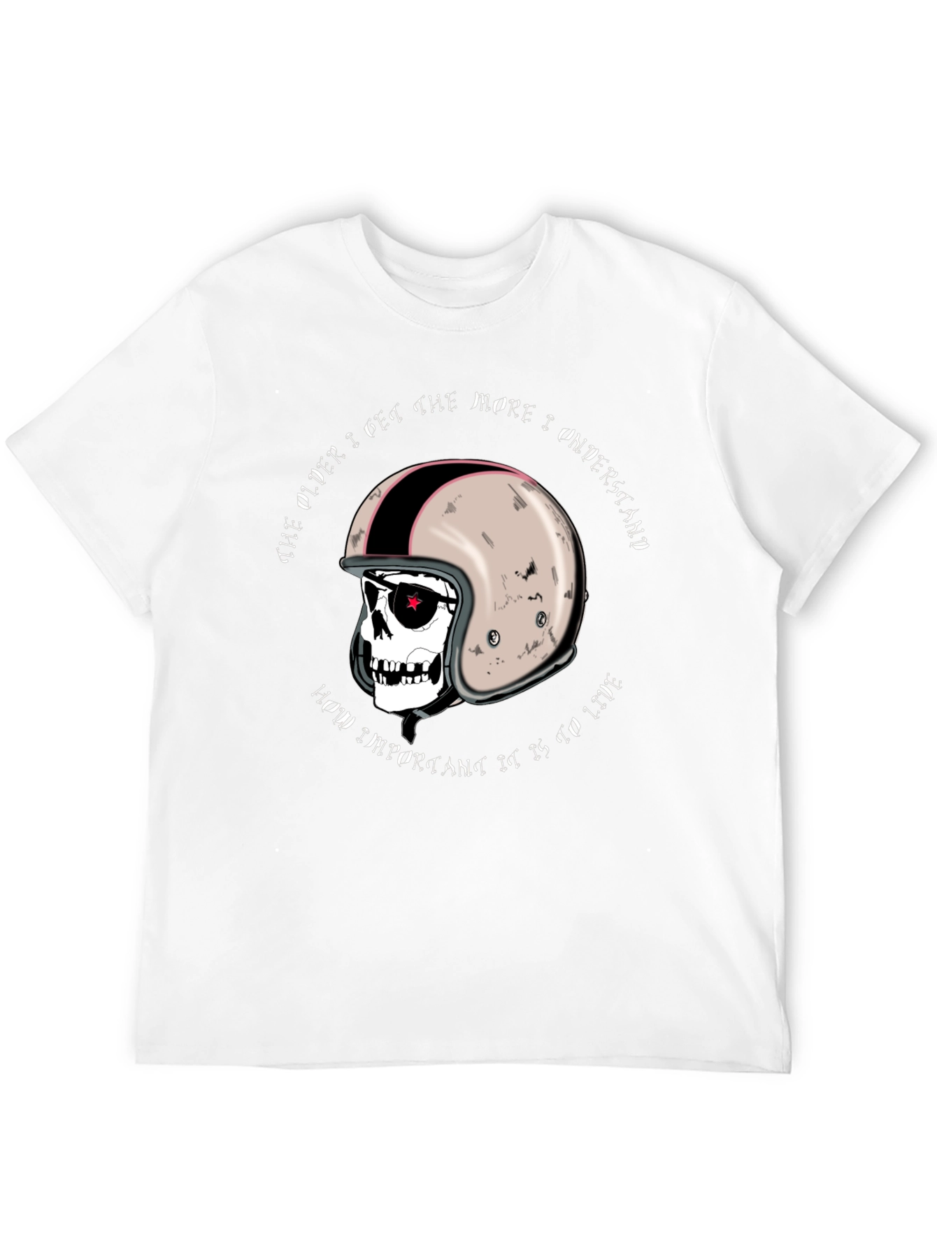 Black Skull & Helmet Graphic Tee - Live to Ride view 12