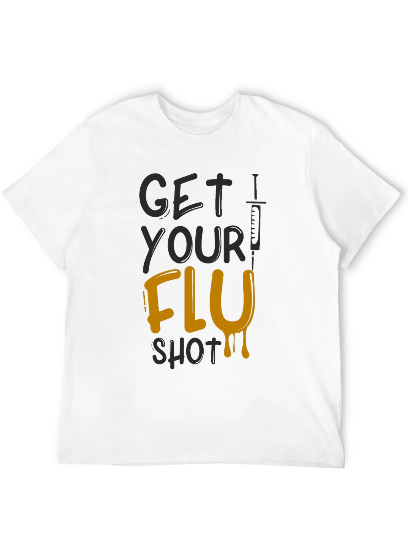 Black Get Your Flu Shot T-Shirt - Black Novelty Tee view 12