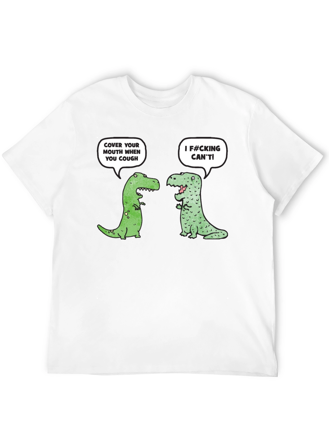 Black Funny Dinosaur Cough Cover T-Shirt view 12