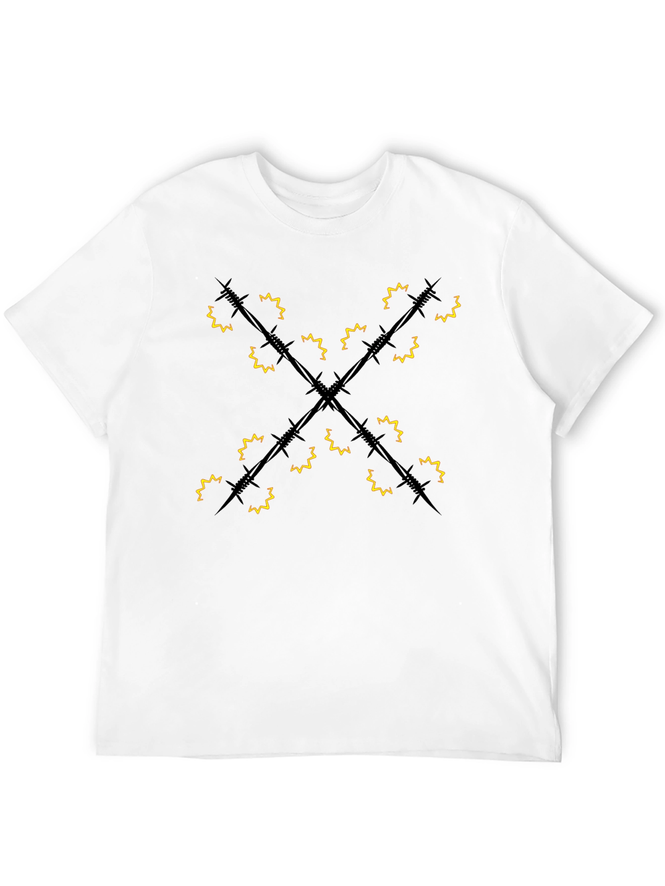 Black Edgy Barbwire Cross Graphic T-Shirt view 12
