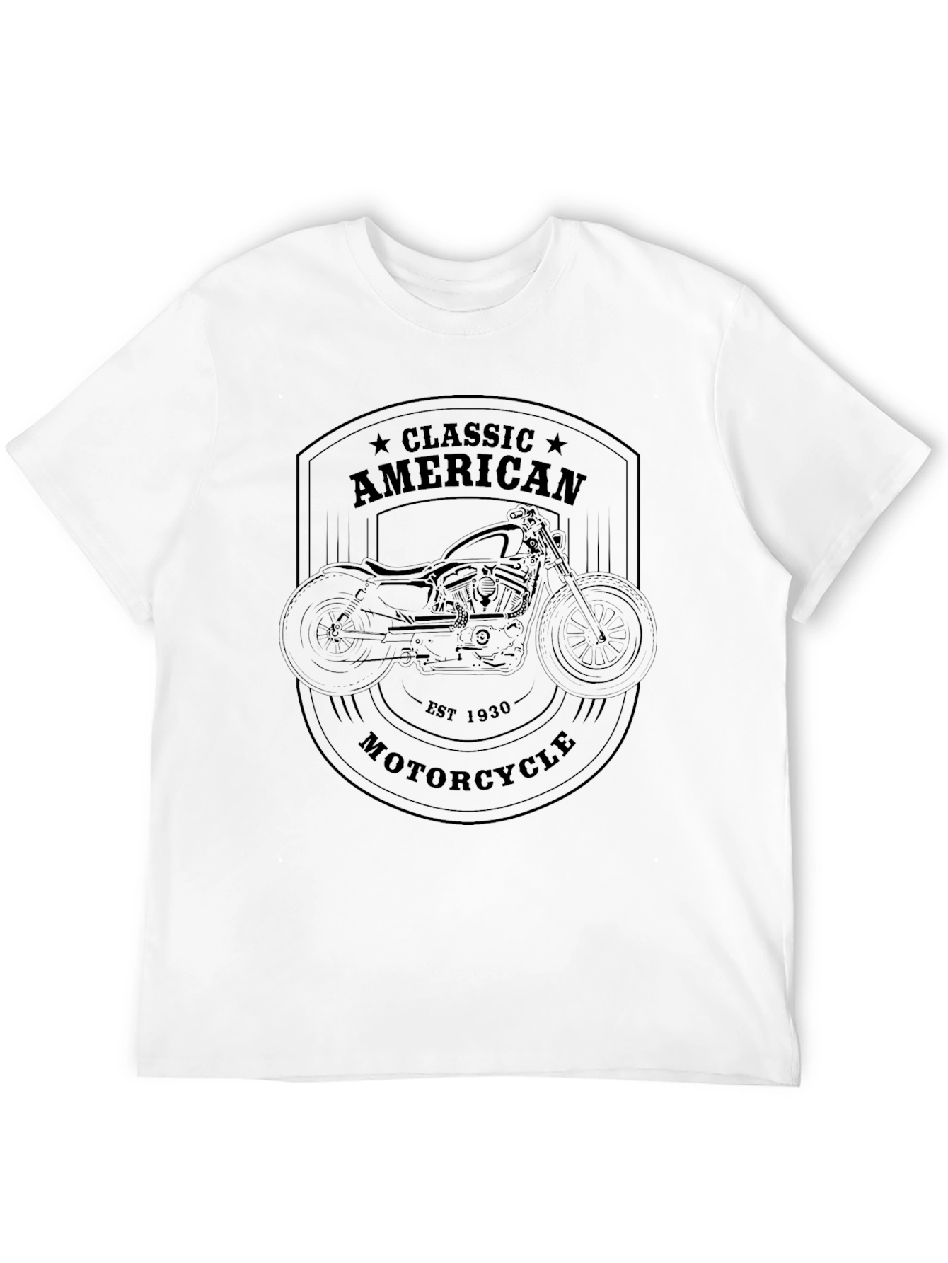 Classic American Motorcycle Graphic Tee - Black - 12