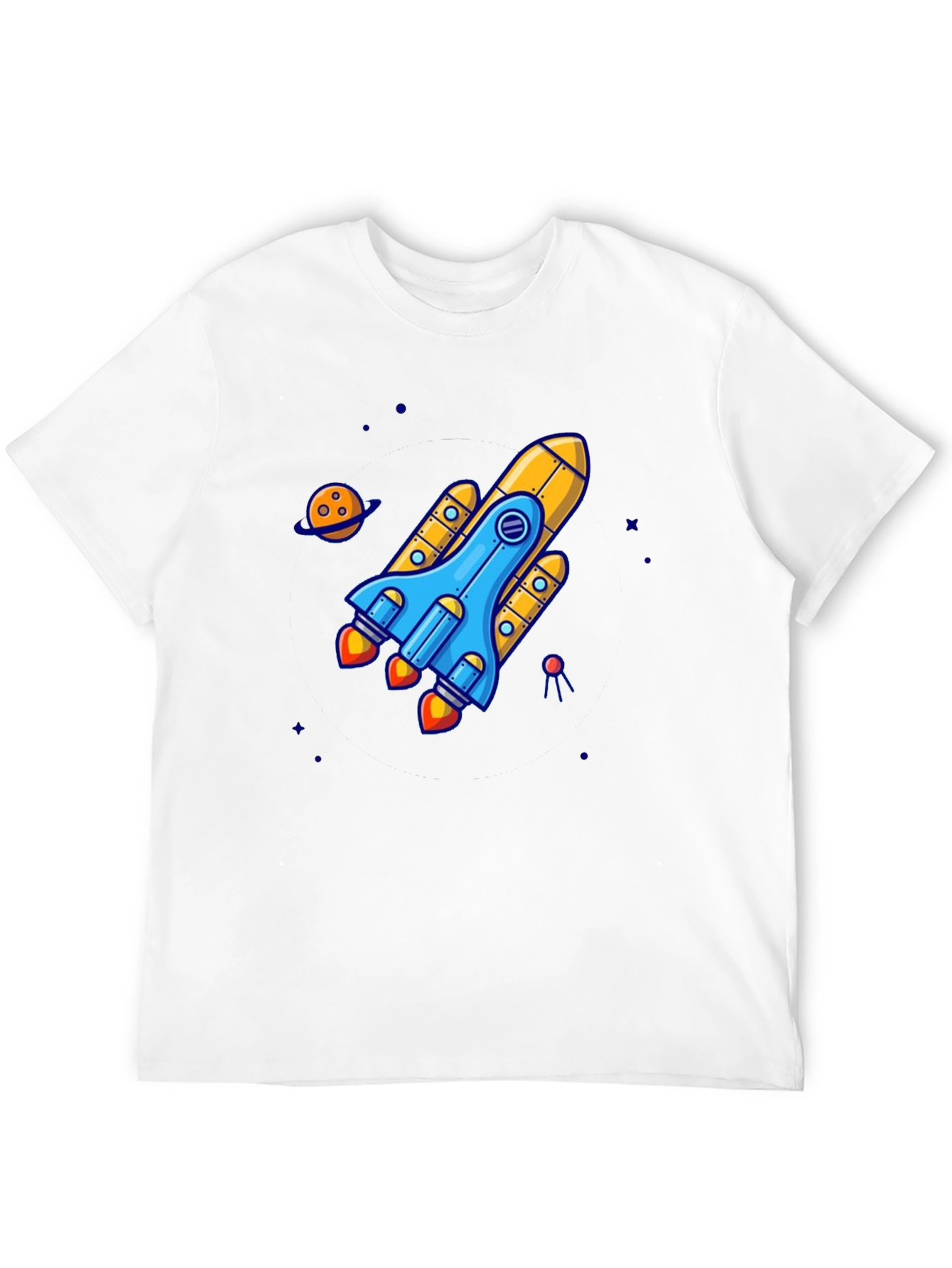 Black Rocket Ship Graphic Tee - Black Cotton T-Shirt view 12