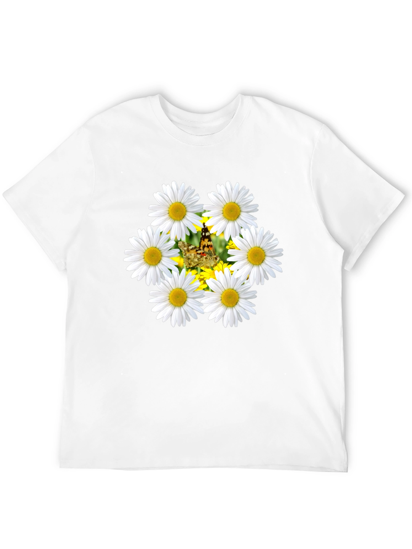Black Daisy Butterfly Black T-Shirt view 12