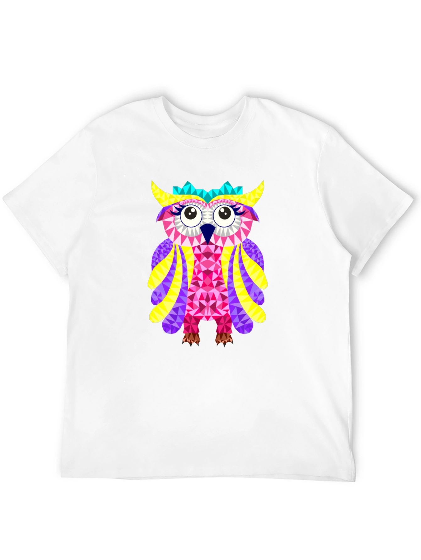 Black Geometric Owl Graphic Tee - Black Cotton Blend view 12