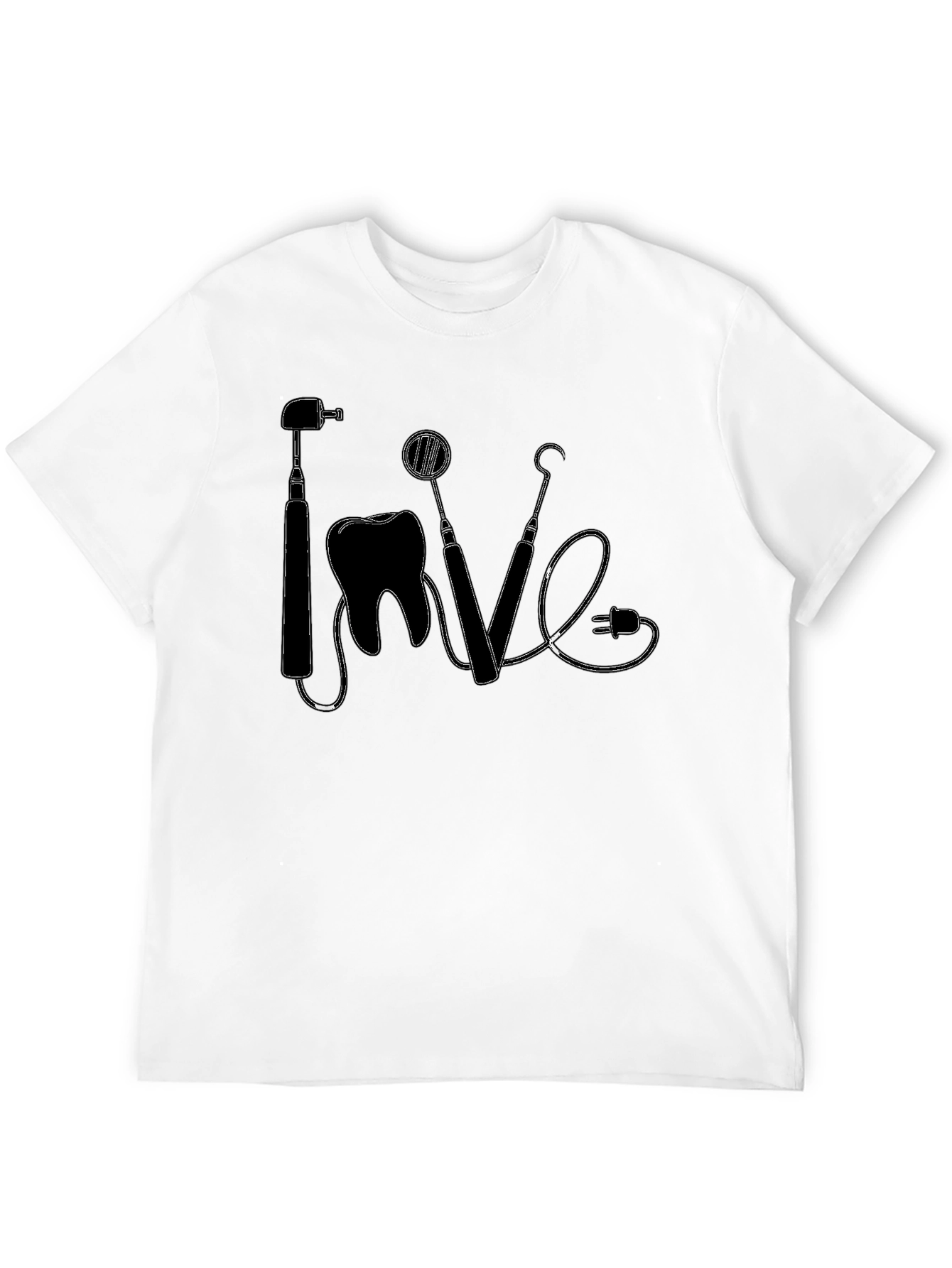 Black Dentist Love Graphic Tee - Black Cotton T-Shirt view 12