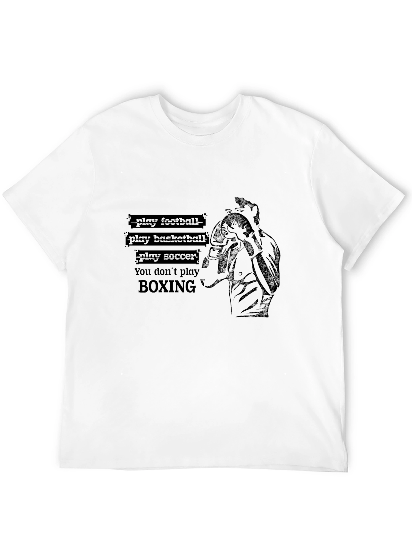 Black Play Football Boxing Graphic Black T-Shirt view 12