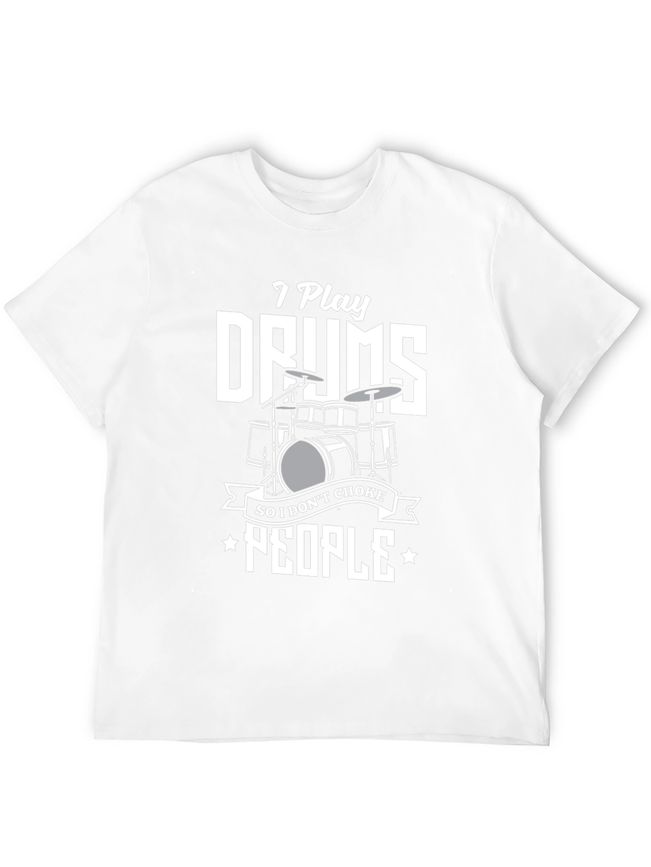 Black I Play Drums T-Shirt: Funny Musician Tee view 12