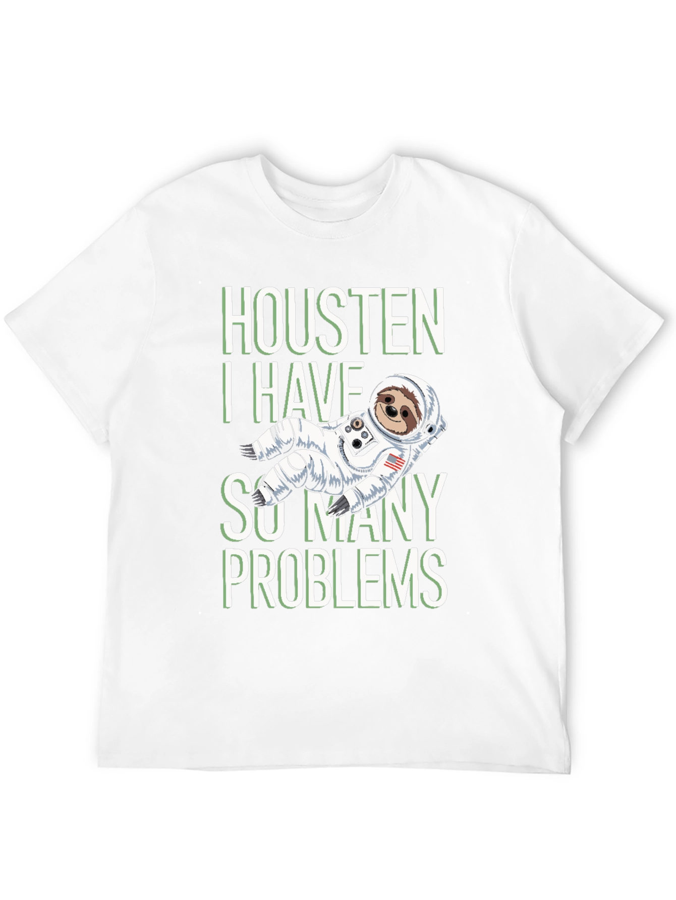 Black Houston Sloth Astronaut Graphic T-Shirt view 12