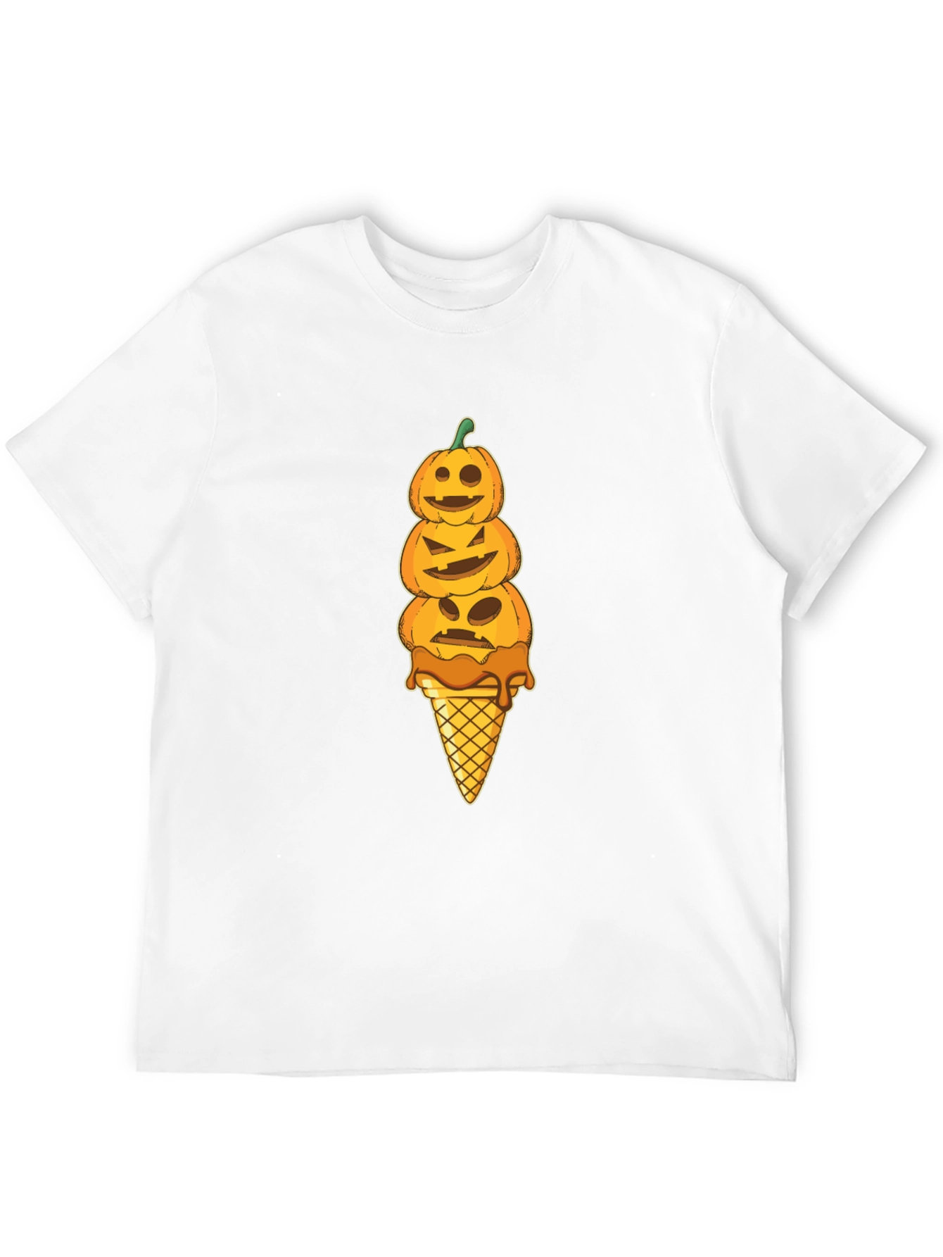 Black Pumpkin Ice Cream Cone Halloween T-Shirt view 12
