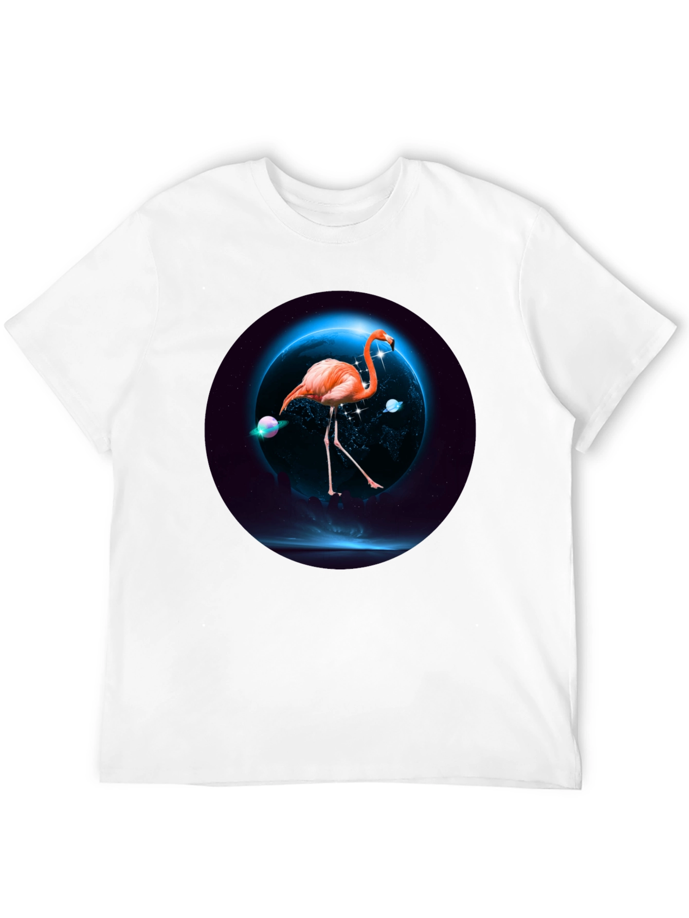 Black Flamingo in Space T-Shirt view 12