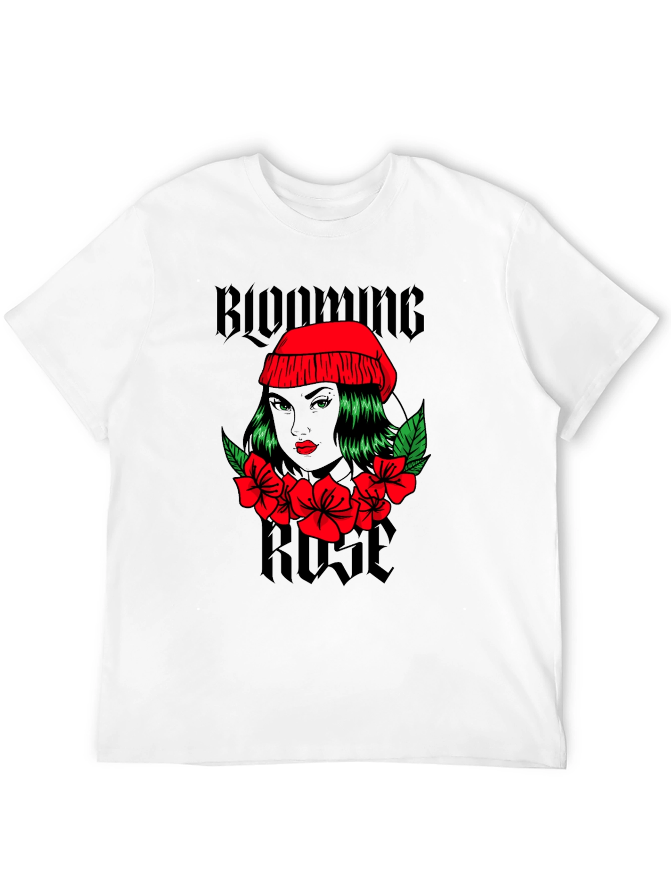 Black Blooming Rose Graphic Tee - Black Unisex T-Shirt view 12