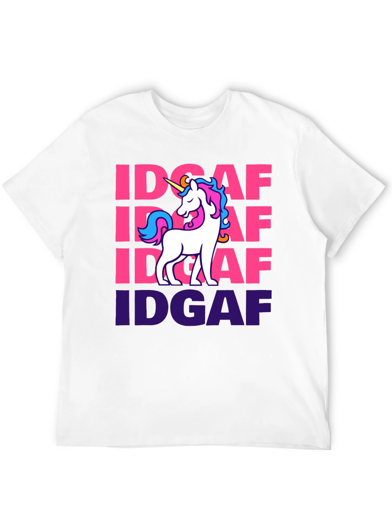 Black IDGAF Unicorn Graphic T-Shirt - Black Cotton Tee view 12