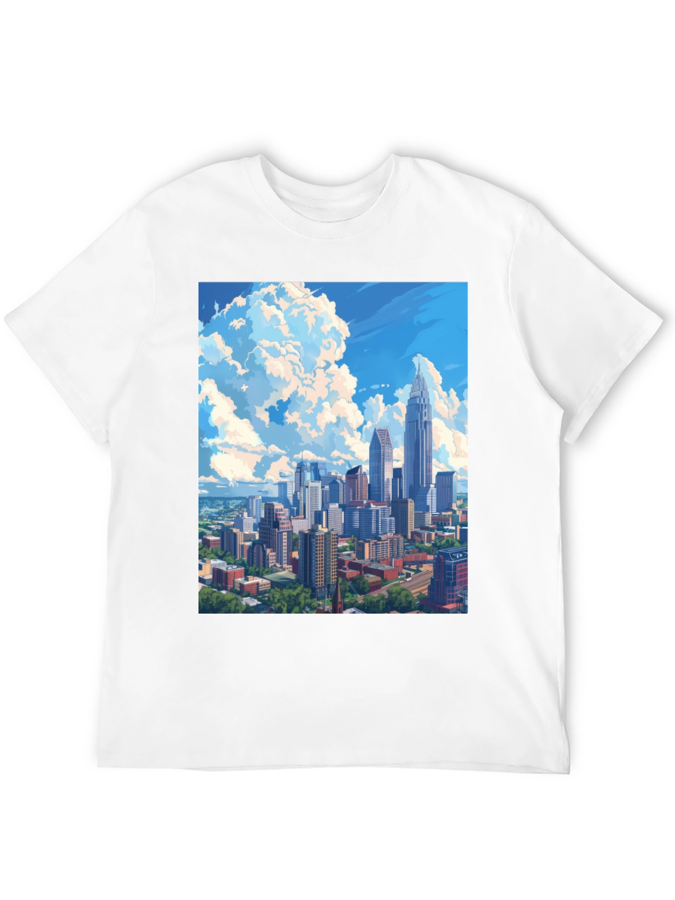 Black Cityscape Graphic Tee - Black Cotton Blend view 12