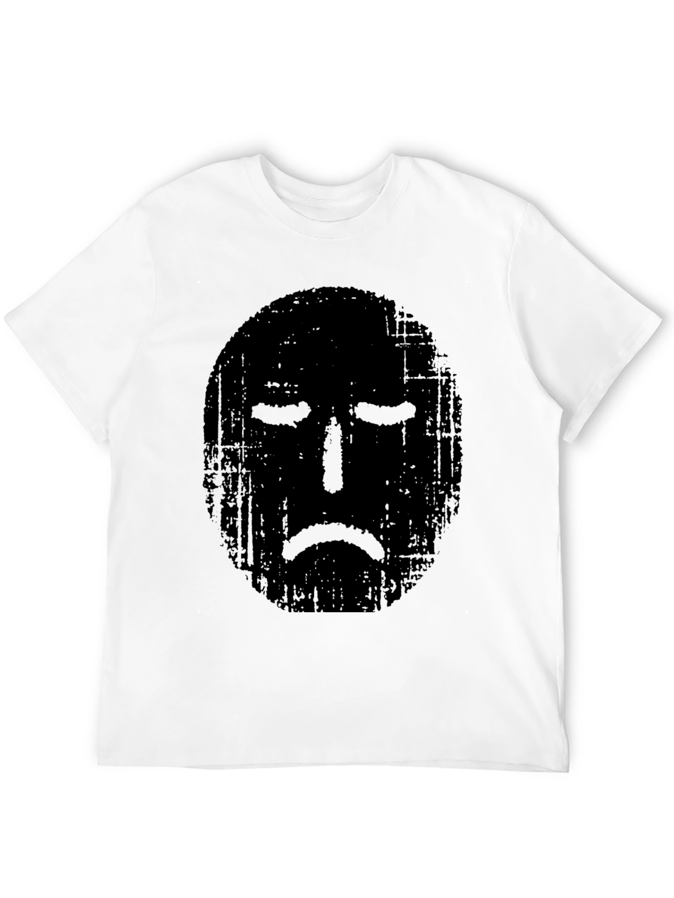Black Distressed Sad Face Graphic Black T-Shirt view 12