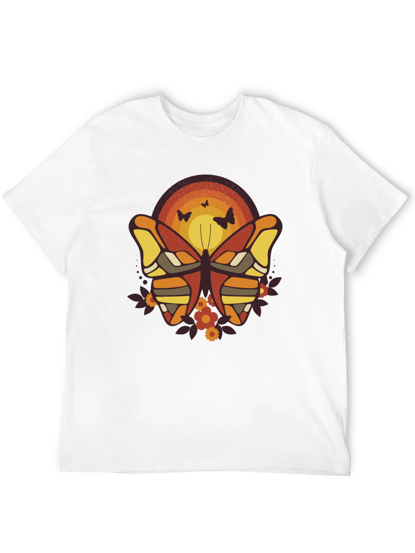 Black Retro Butterfly Graphic Print T-Shirt view 12