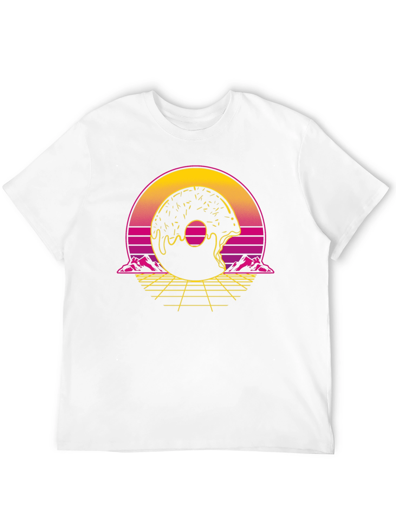 Black Retro Donut Graphic Tee - Synthwave Style view 12