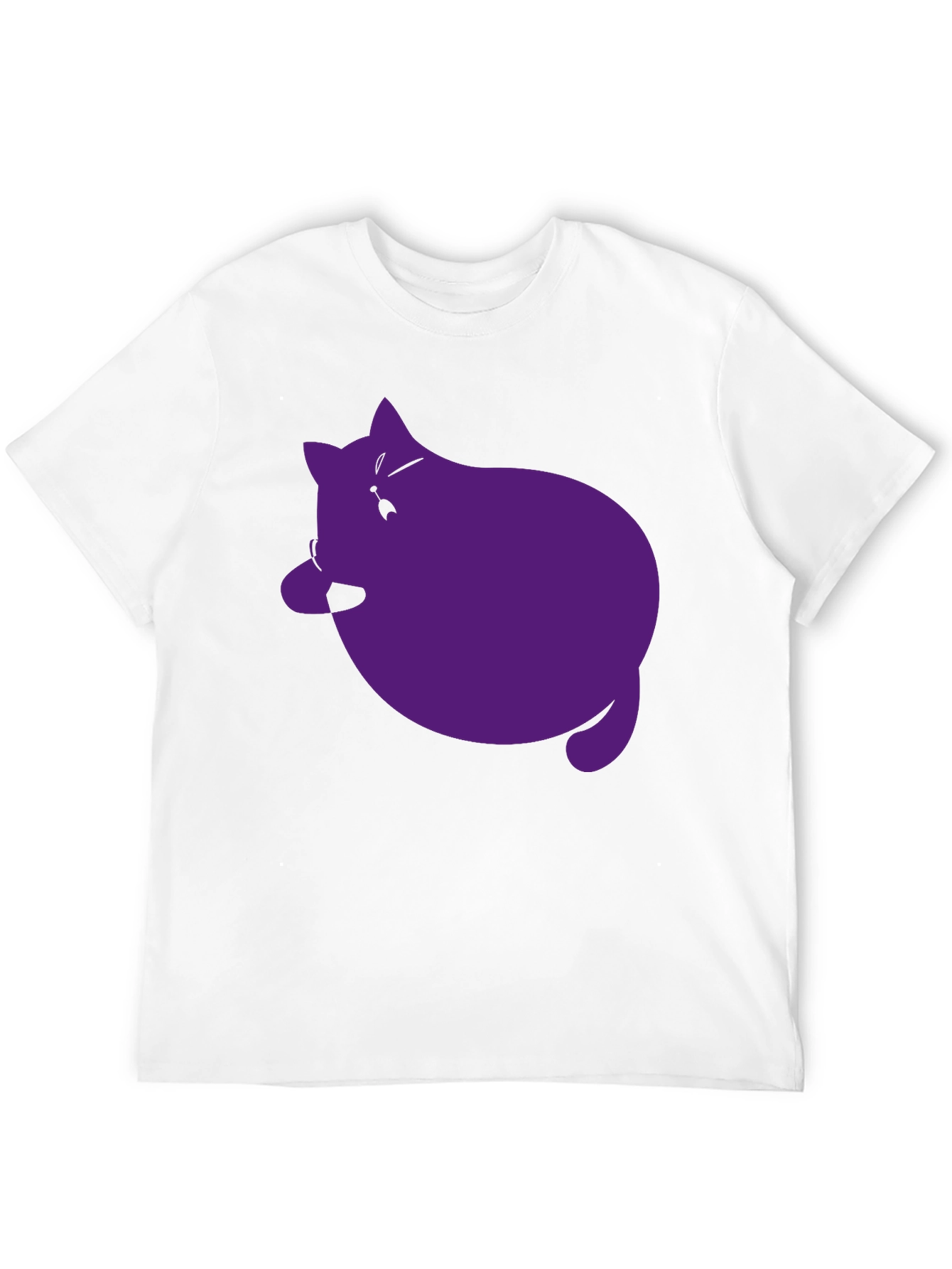 Black Men's Black T-Shirt with Purple Cat Graphic view 12