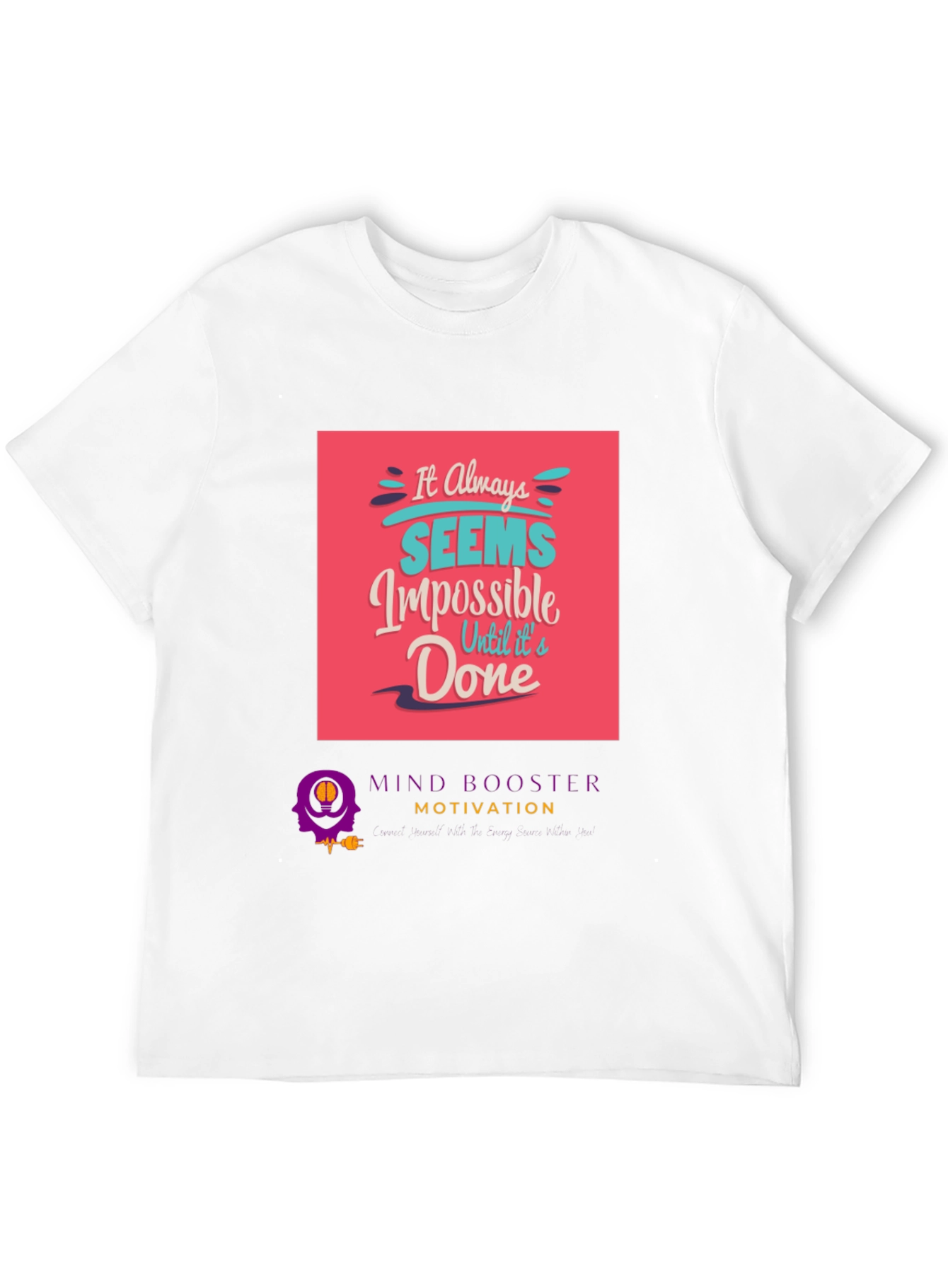 Black Motivational Graphic Tee: It Always Seems Impossible view 12