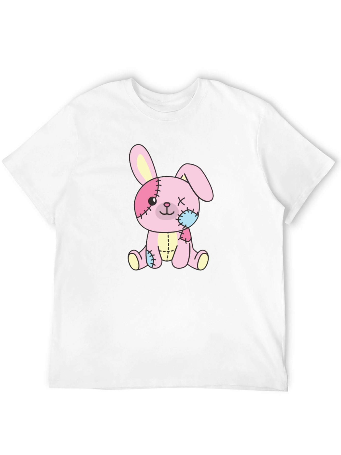 Black Cute Stitched Bunny Black T-Shirt view 12