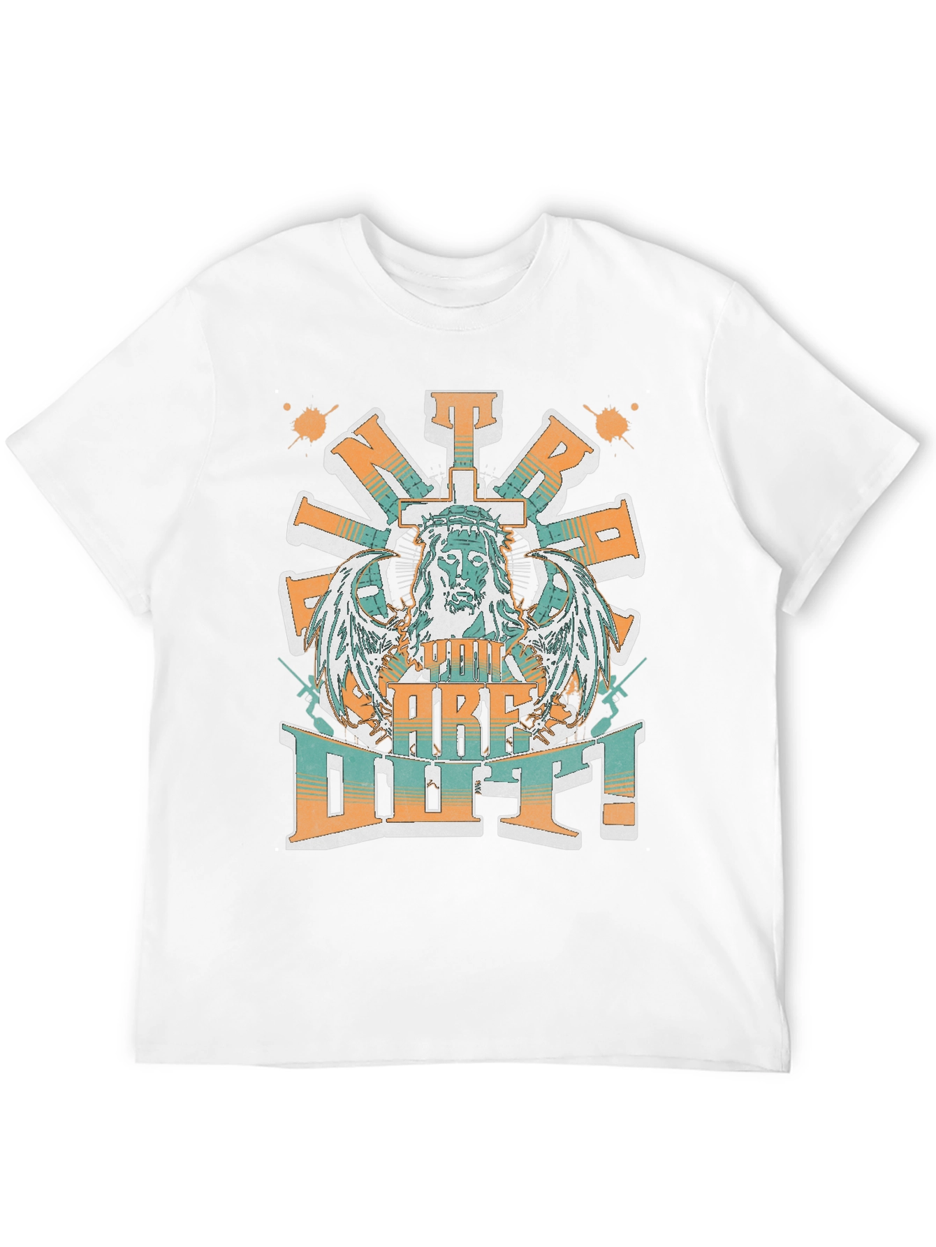 Black Jesus Cross Wings Graphic Print Black T-Shirt view 12