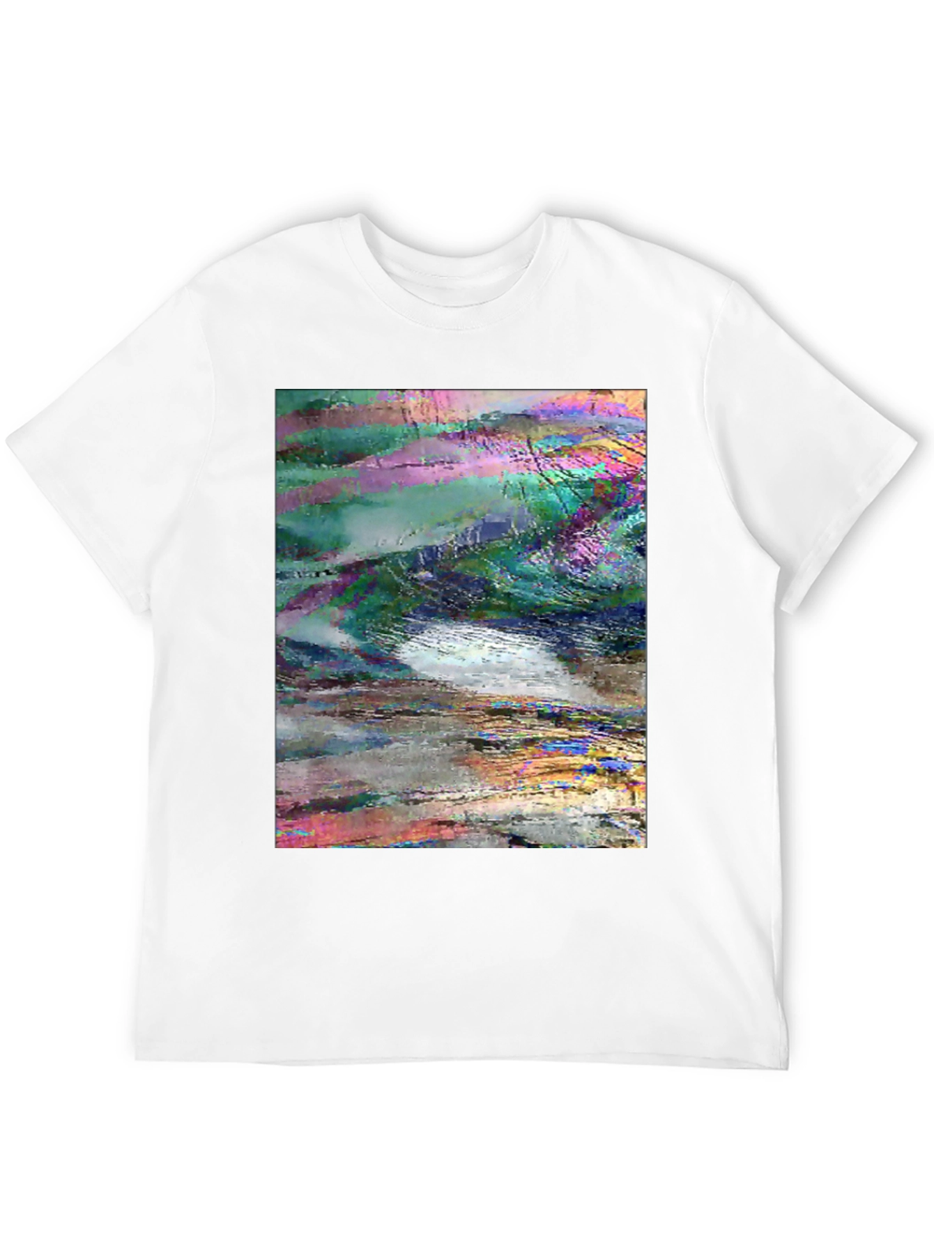 Black Abstract Glitch Art Graphic Tee - Black view 12