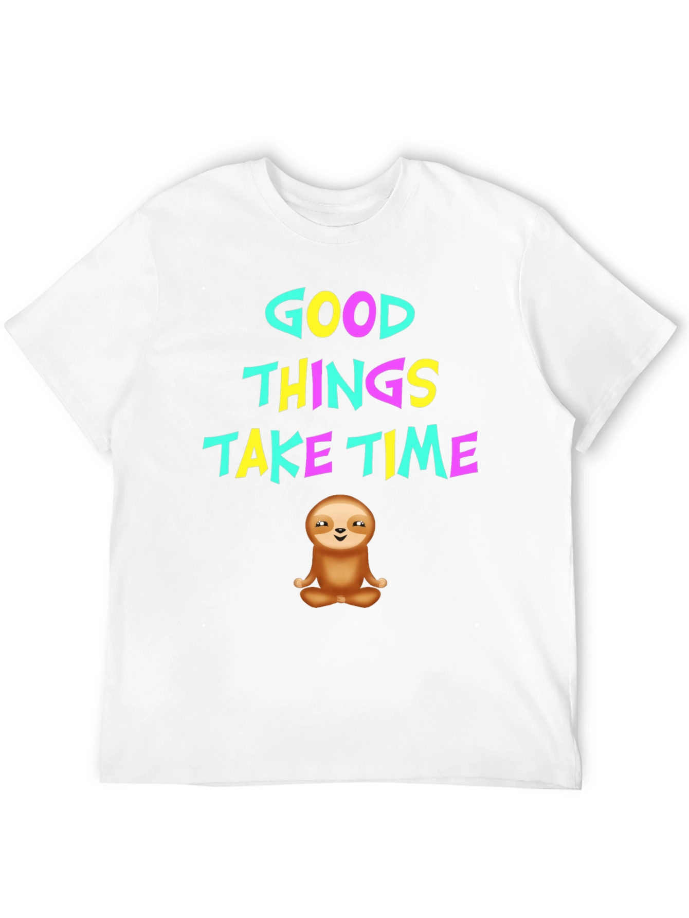 Black Good Things Take Time Sloth Graphic T-Shirt view 12