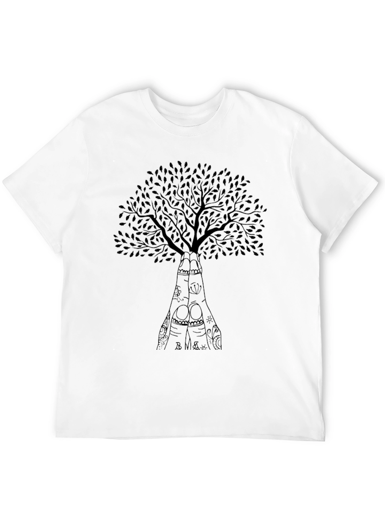 Black Tree Hands Graphic Tee - Black Cotton Blend view 12
