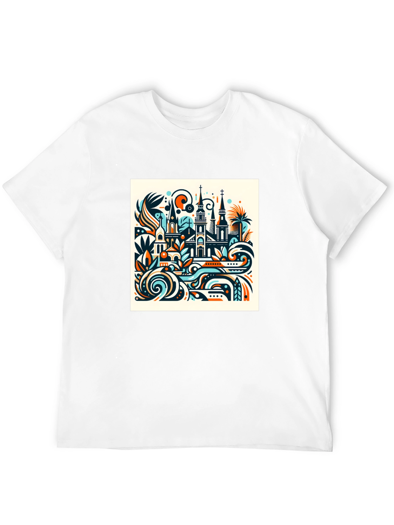 Black Abstract Cityscape Graphic Tee view 12
