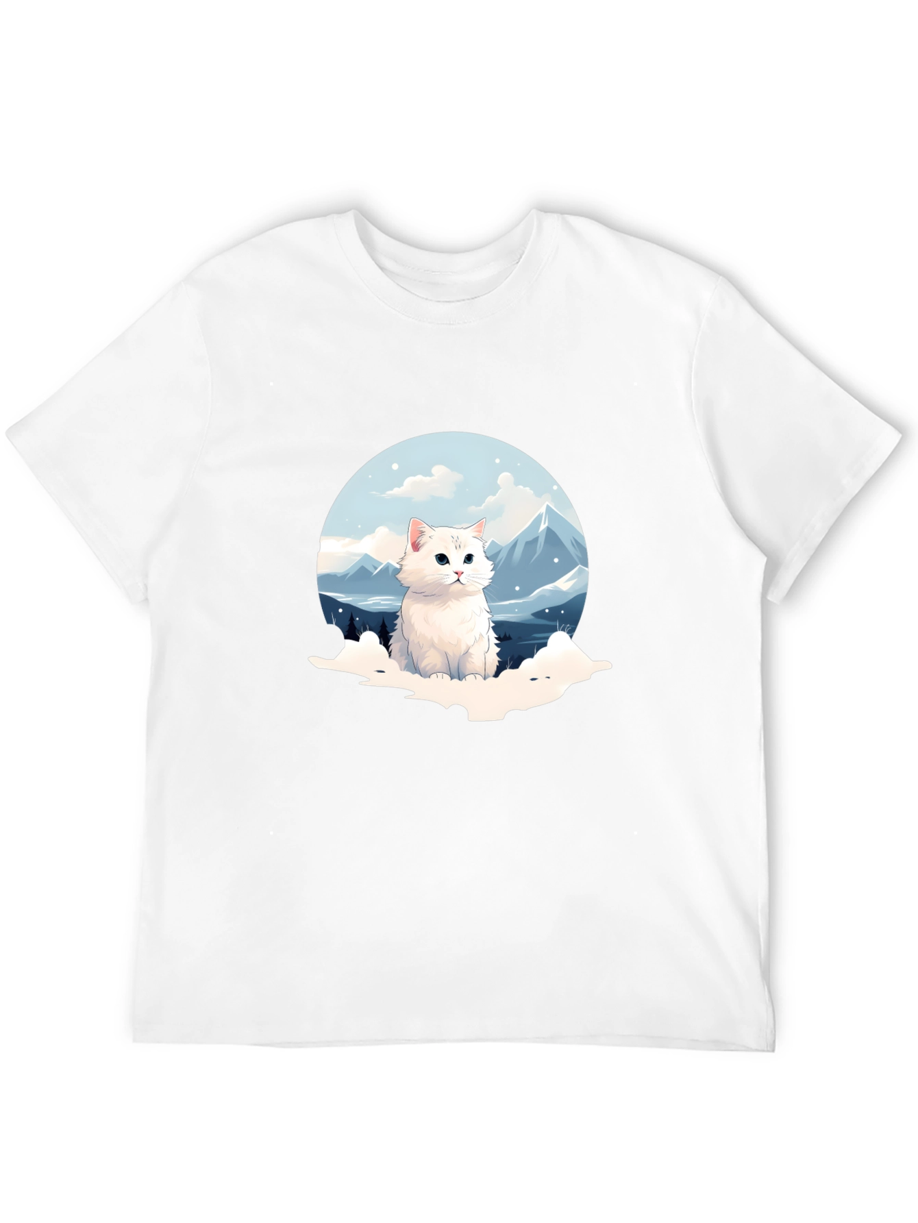 Black Cute Cat Mountain Scene Graphic Tee view 12