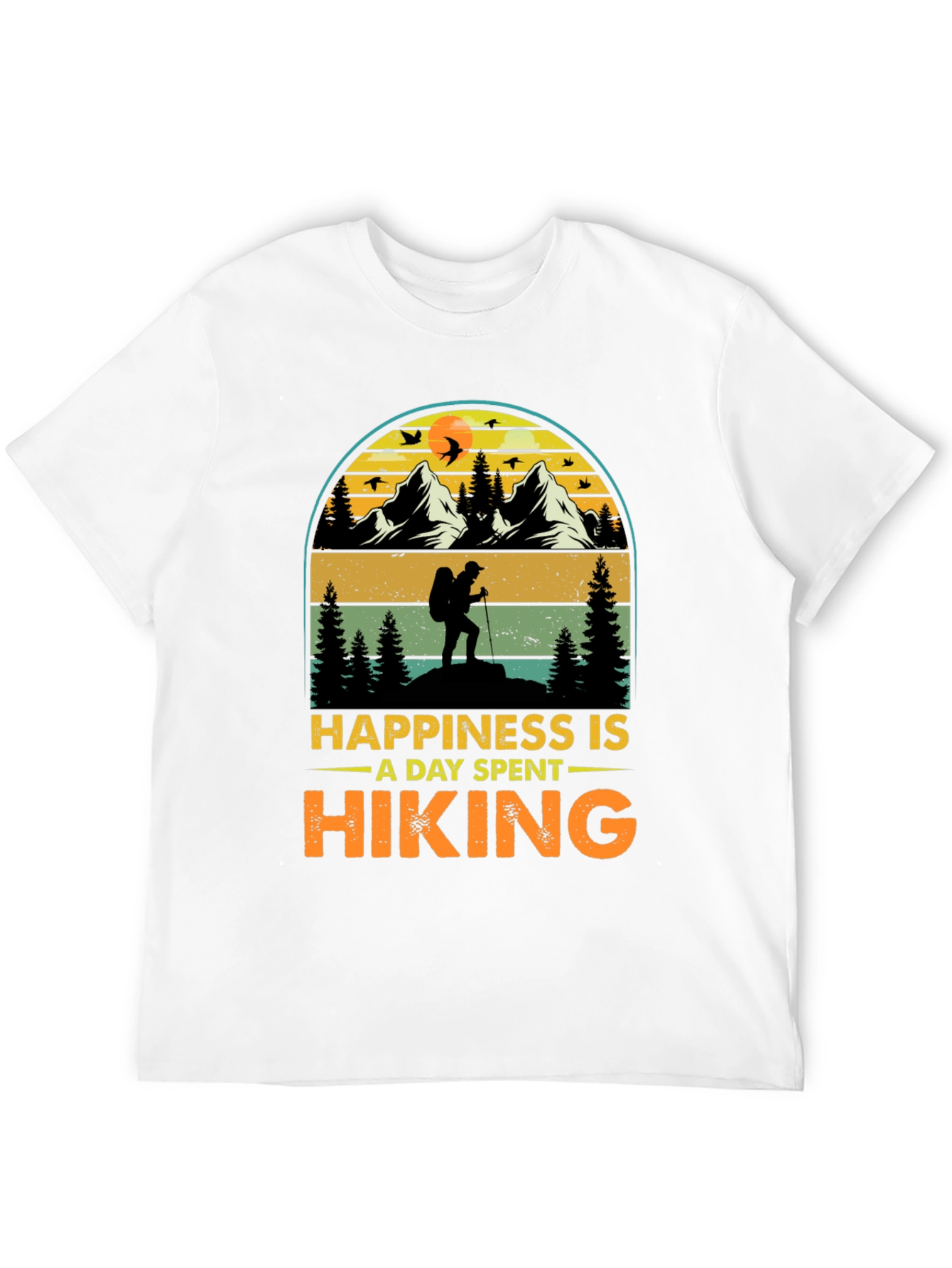 Black Hiking Adventure T-Shirt: Happiness Is Hiking view 12