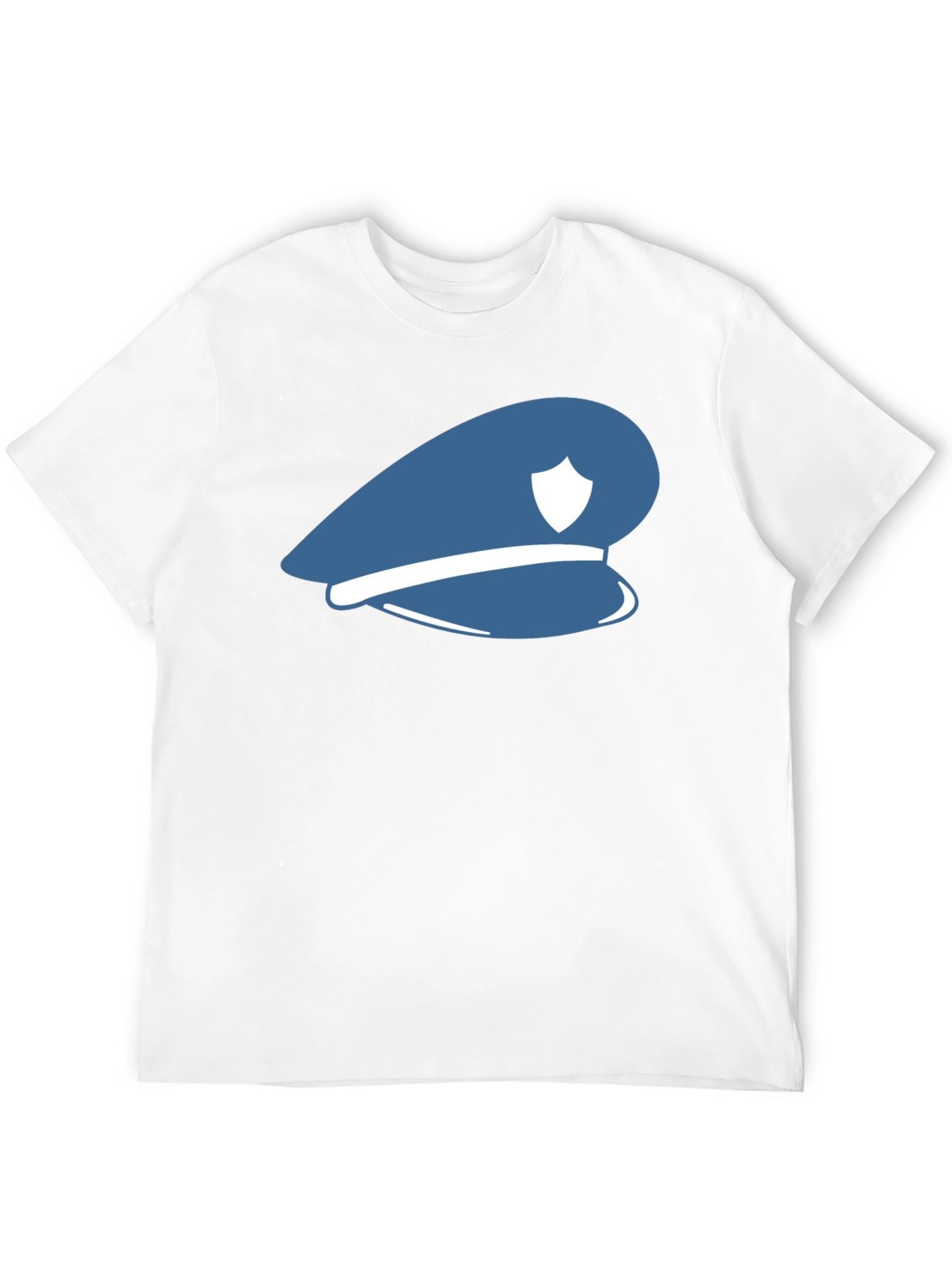 Black Blue Police Hat Graphic T-Shirt - Stylish Cotton Tee view 12