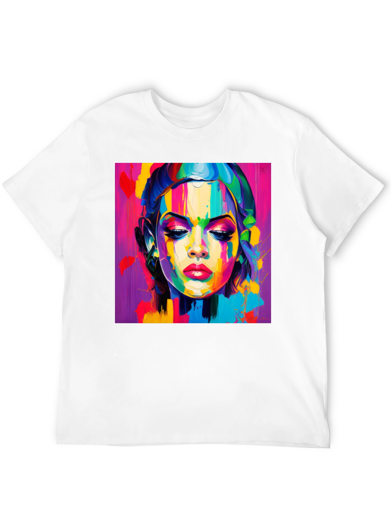 Black Abstract Woman Graphic Tee - Vibrant Colors view 12