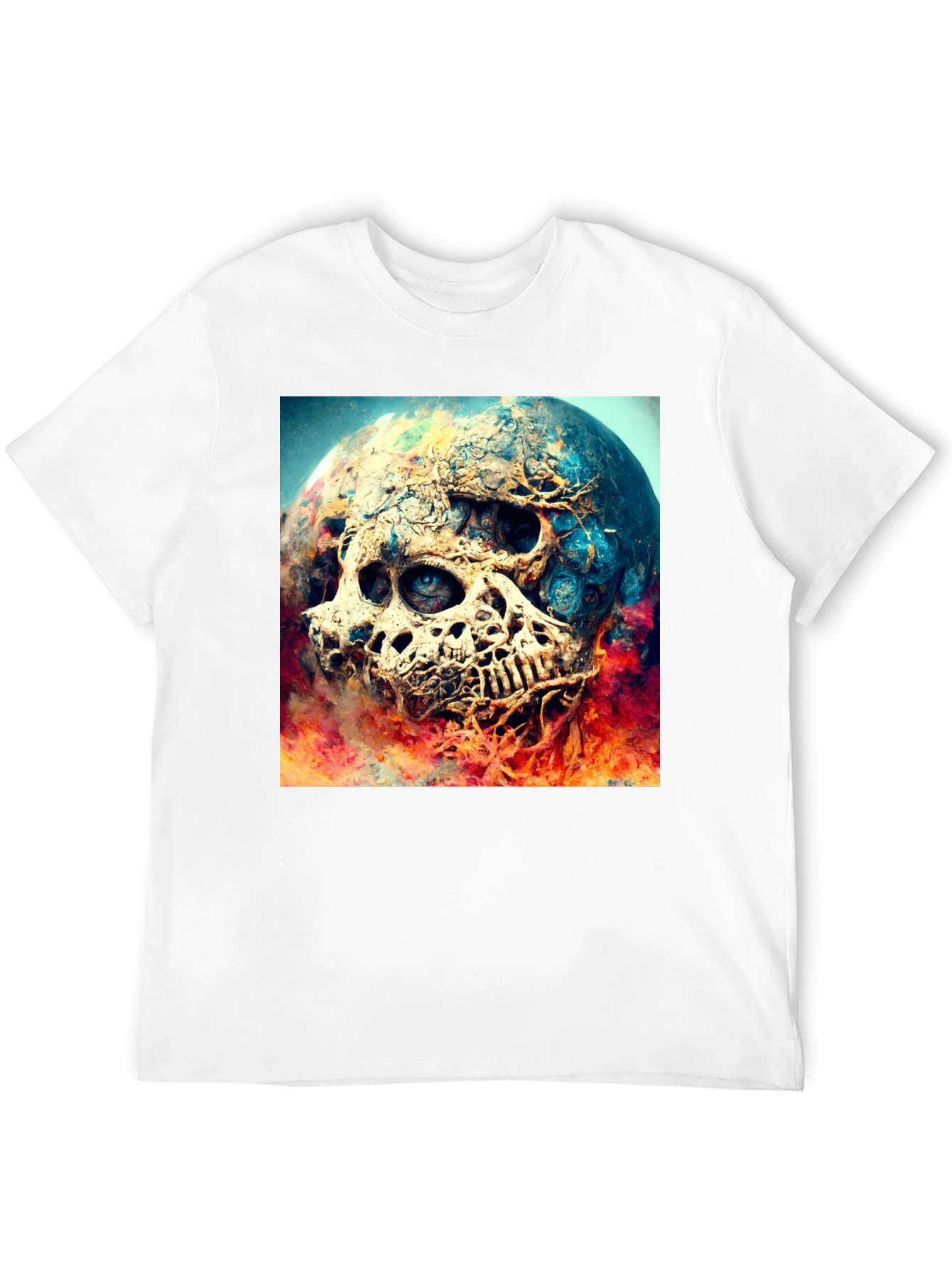 Black Skull Planet Graphic Tee - Black Cotton Shirt view 12