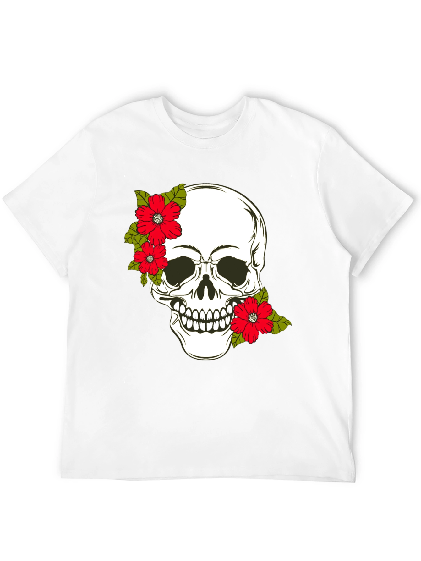 Black Skull & Floral Graphic Print Tee view 12