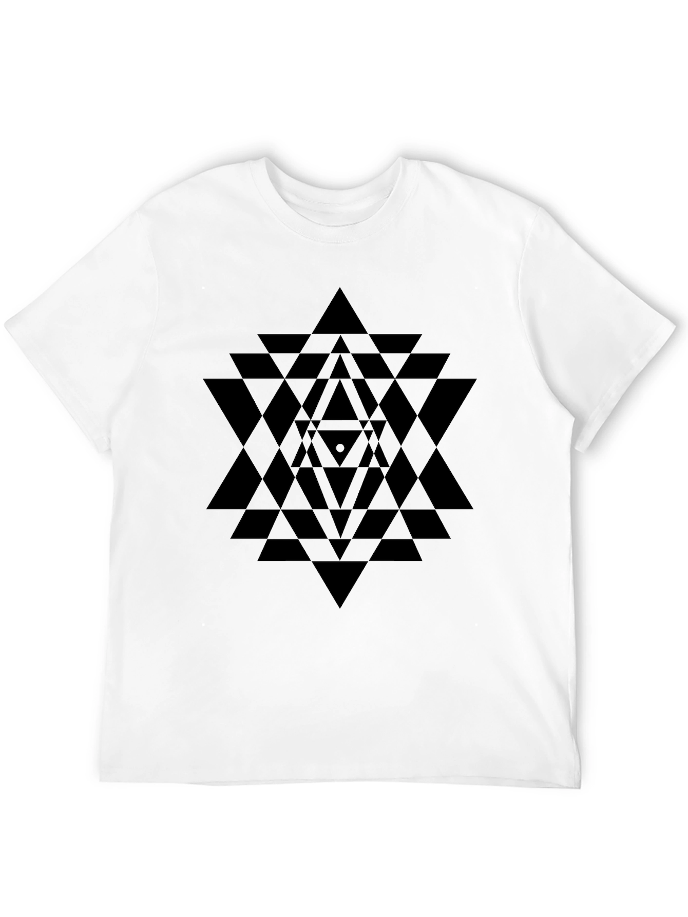 Black Geometric Pattern Black T-Shirt view 12